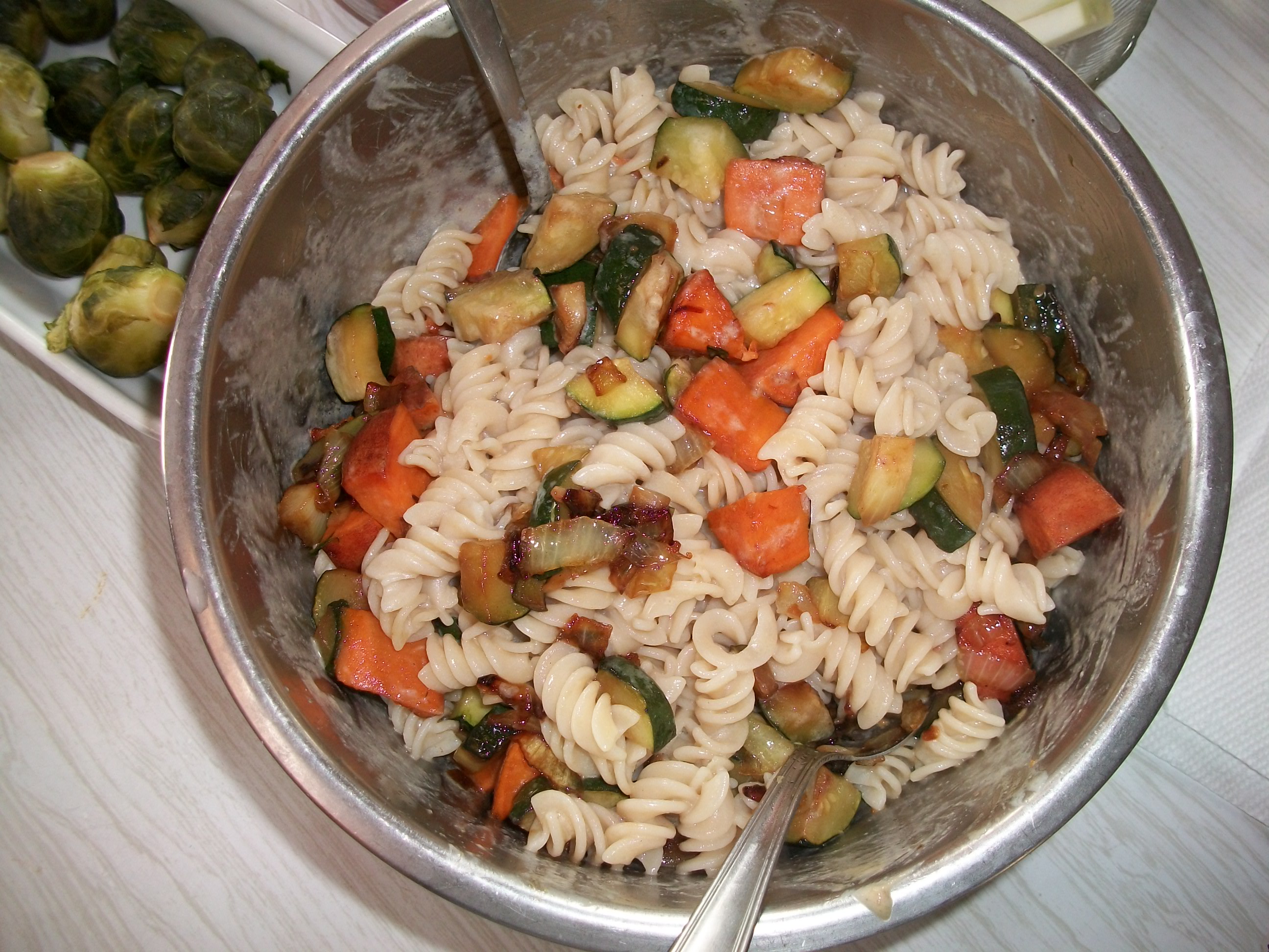Brown Rice Fusilli with Zucchini and Winter Squash